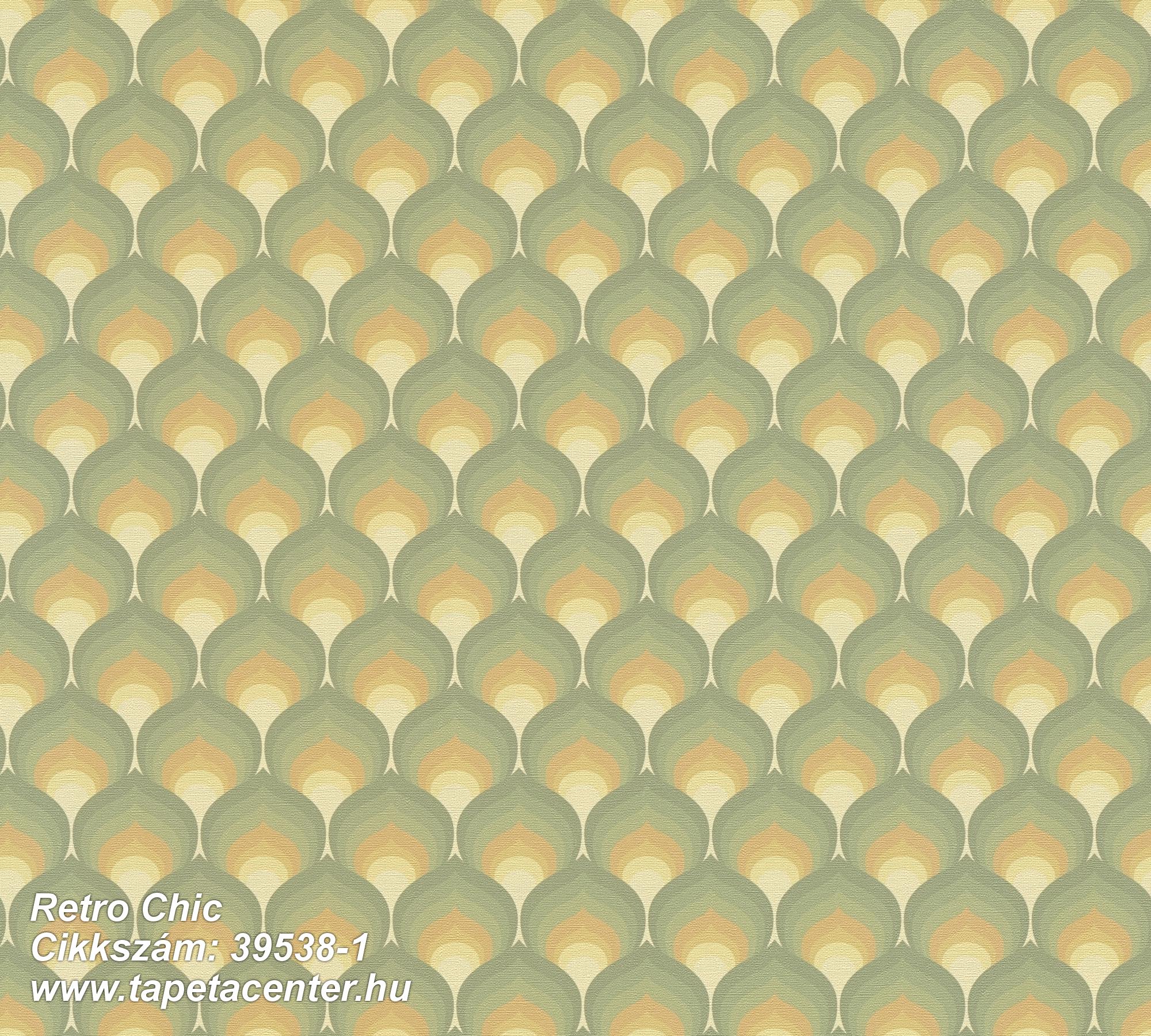 Retro,textil hatású,sárga,zöld,súrolható,vlies tapéta 